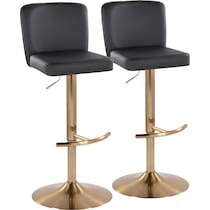 robby black vegan leather gold bar stool   