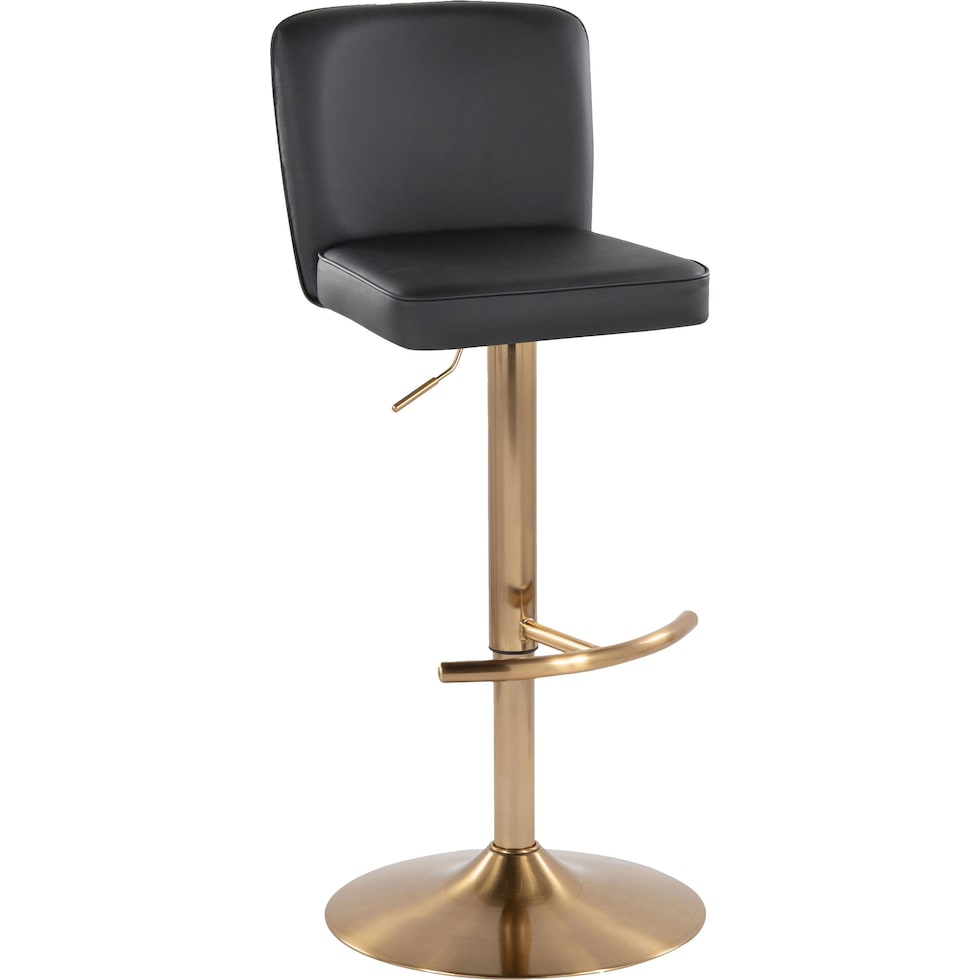 robby black vegan leather gold bar stool   