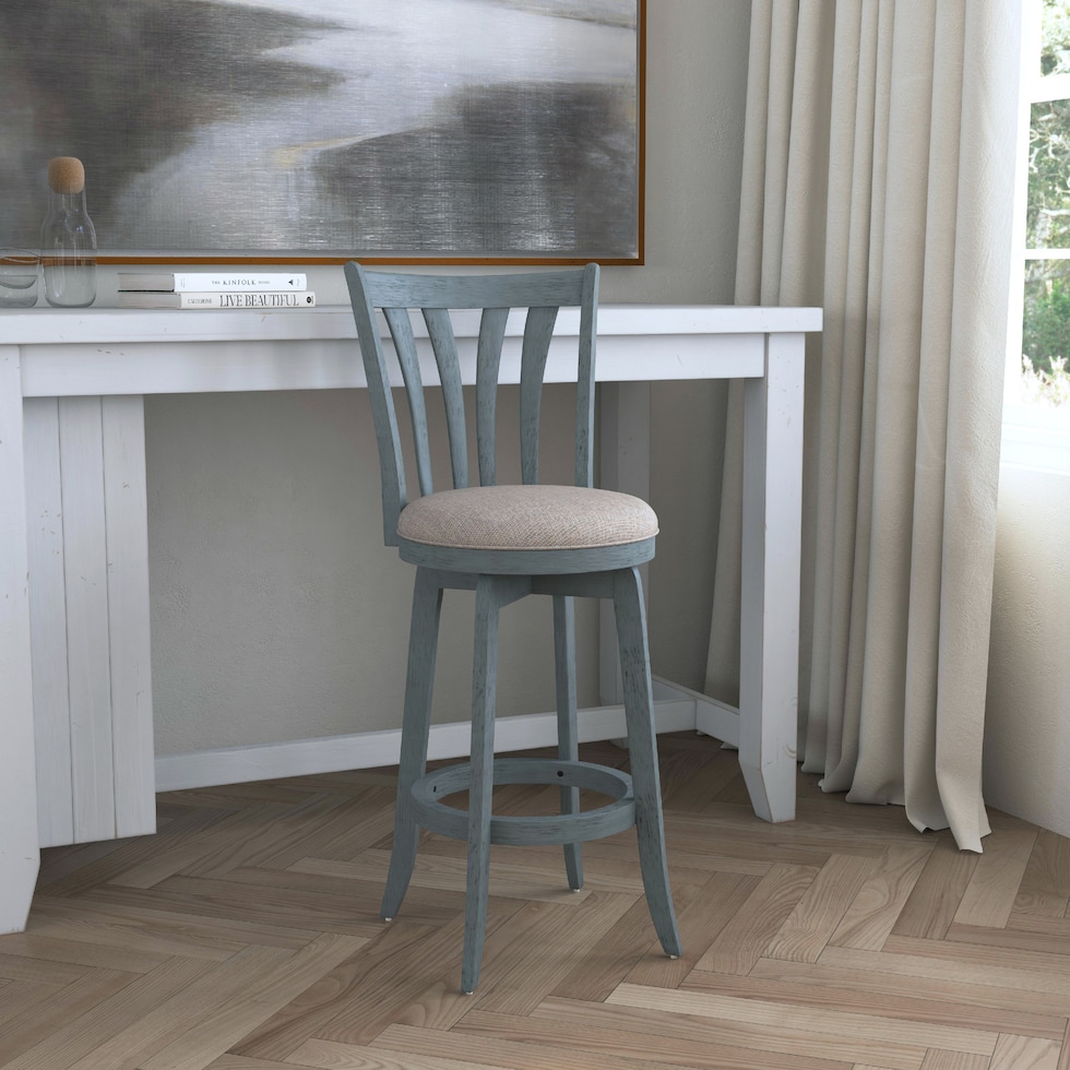 roberta blue white gray bar stool   