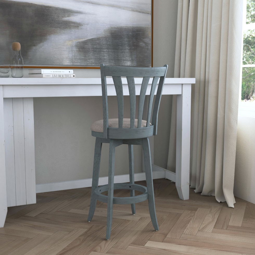 roberta blue white gray bar stool   