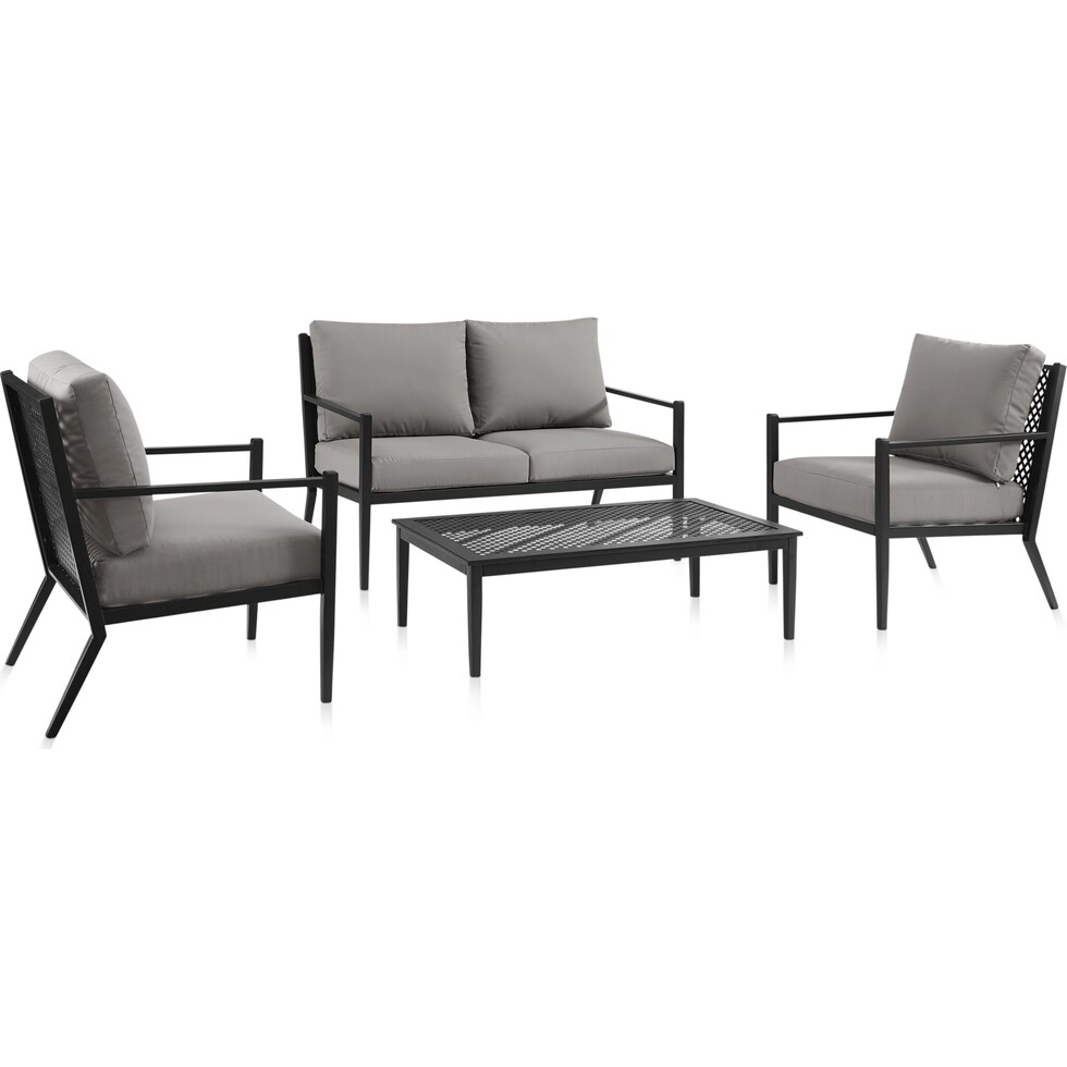 rockaway black outdoor loveseat set   