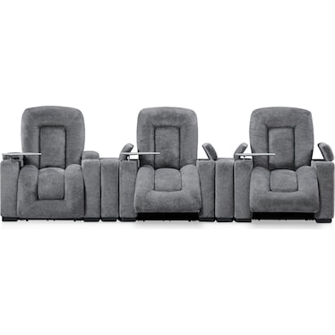 Rory 5-Piece Dual-Power Reclining Home Theater Sectional - Charcoal