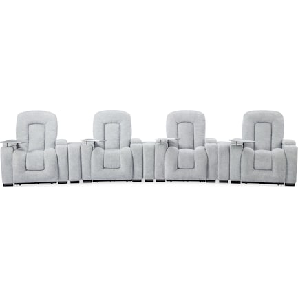 Rory 7-Piece Dual-Power Reclining Home Theater Sectional - Light Gray