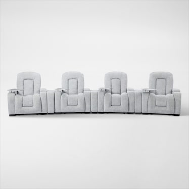 Rory 7-Piece Dual-Power Reclining Home Theater Sectional - Light Gray