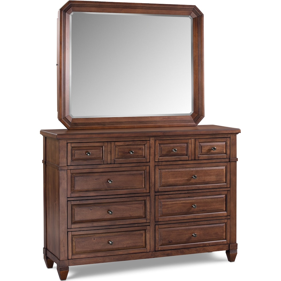 rosalie dark brown dresser & mirror   
