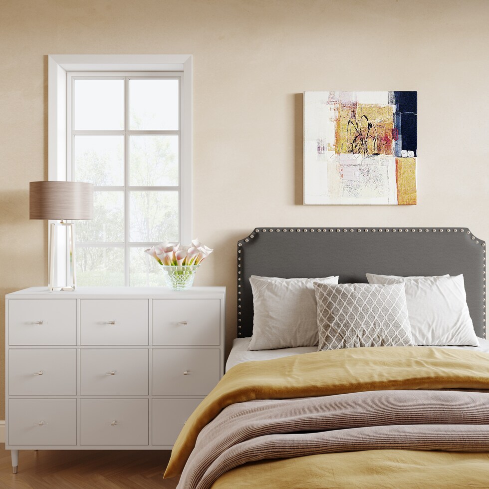 rosalind gray queen headboard   