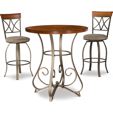 Rosedale 3-Piece Pub Set with Swivel Stools