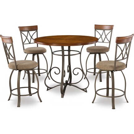 Rosedale 5-Piece Counter-Height Dining Set with 4 Swivel Stools
