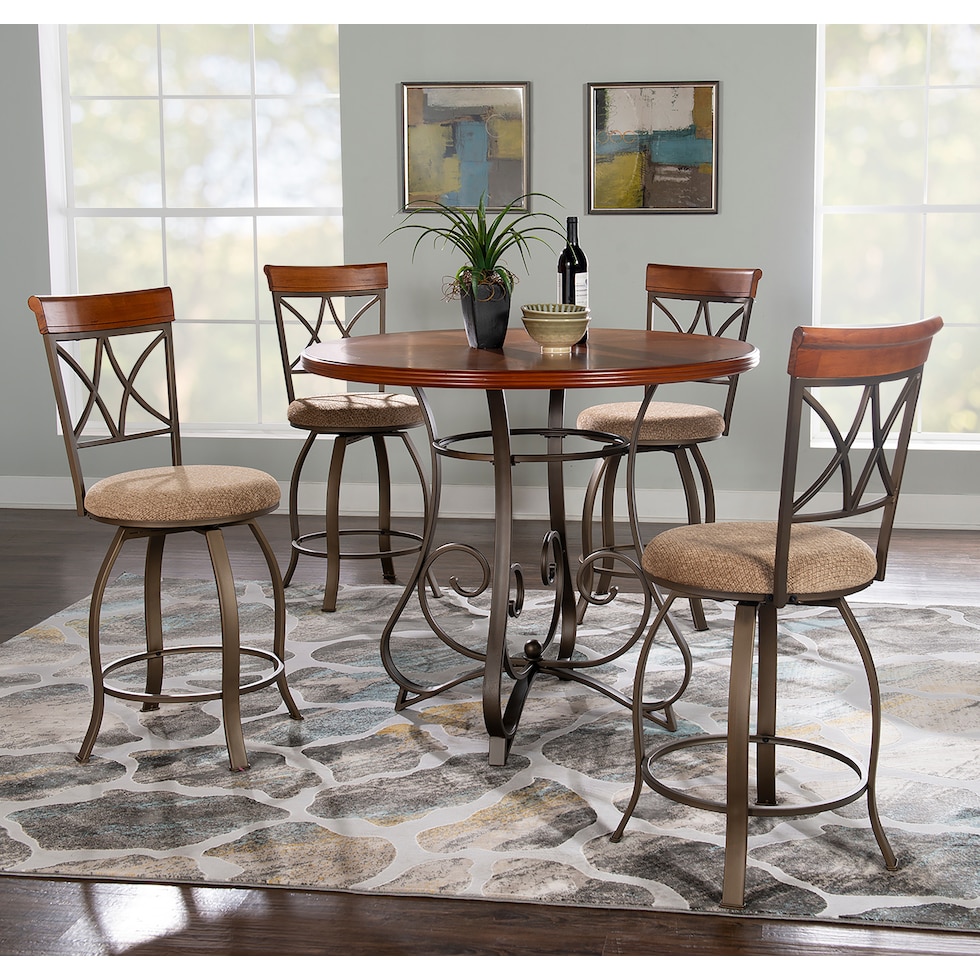 rosedale dark brown  pc counter height dining room   
