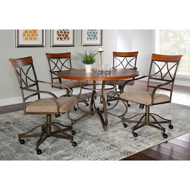 Rosedale 5-Piece Dining Set with 4 Swivel Chairs
