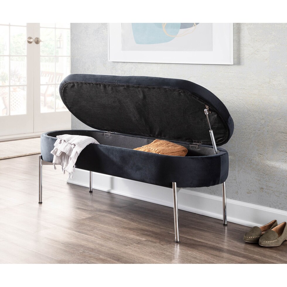 rosen black storage bench   