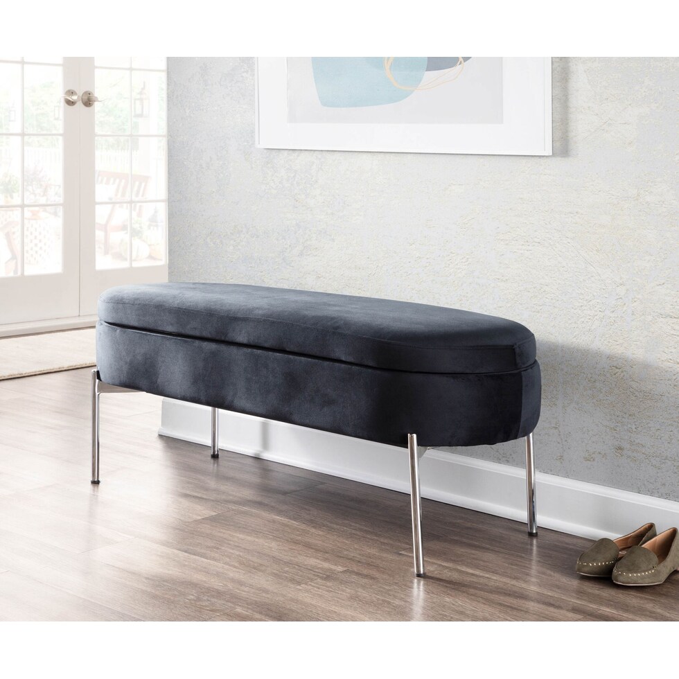 rosen black storage bench   