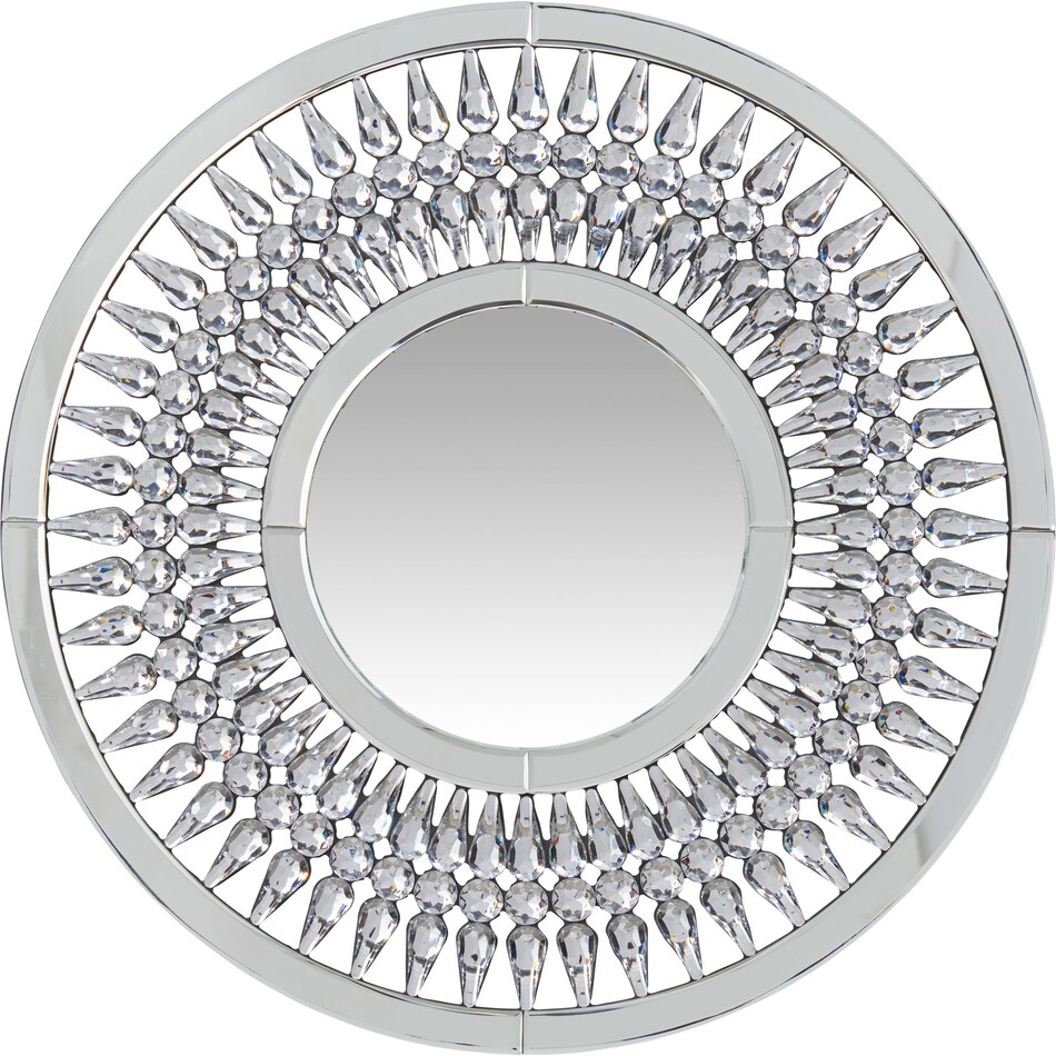 round crystal silver mirror   