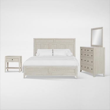 Rowan 6-Piece Panel Bedroom Set with Dresser, Mirror and Nightstand