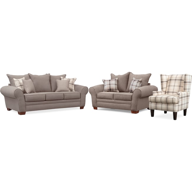Living Room Furniture - Rowan Sofa, Loveseat and Accent Chair