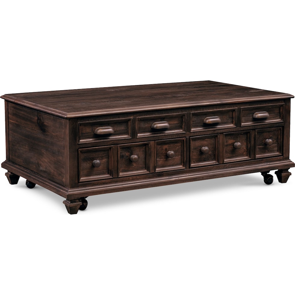 roxboro dark brown lift top coffee table   