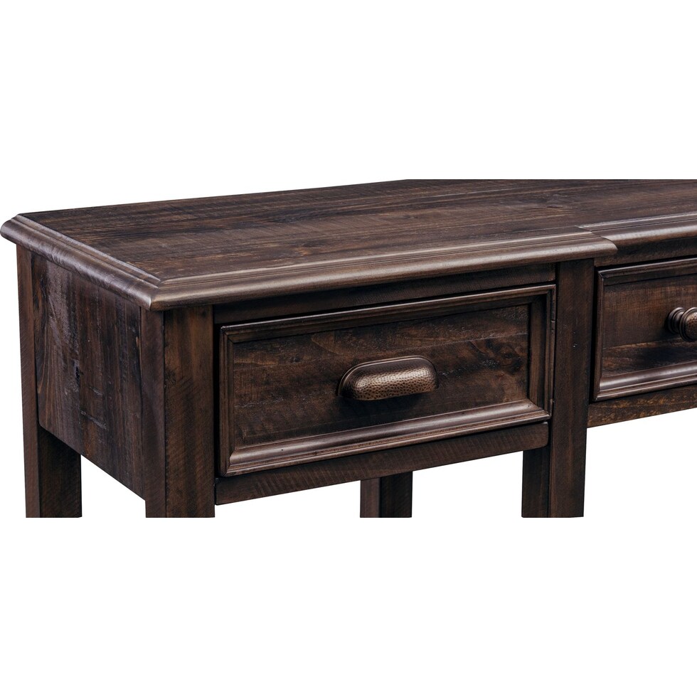 roxboro dark brown sofa table   