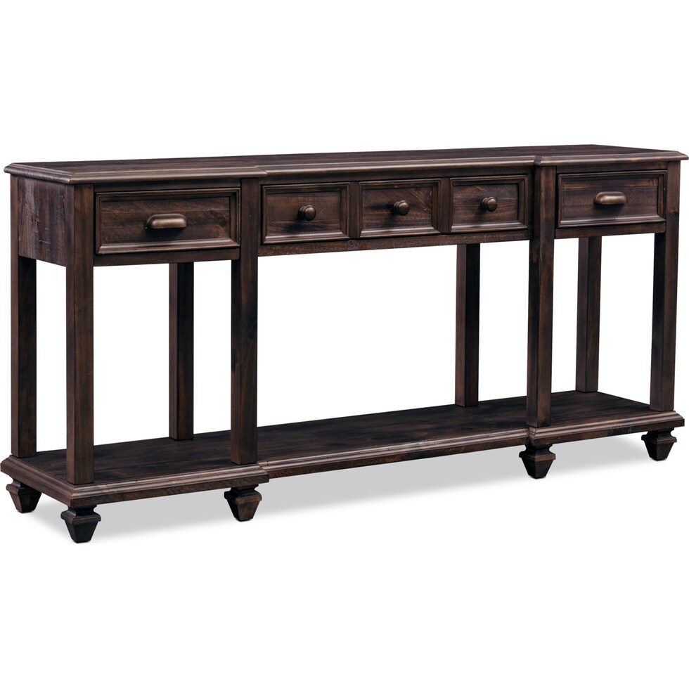 roxboro dark brown sofa table   