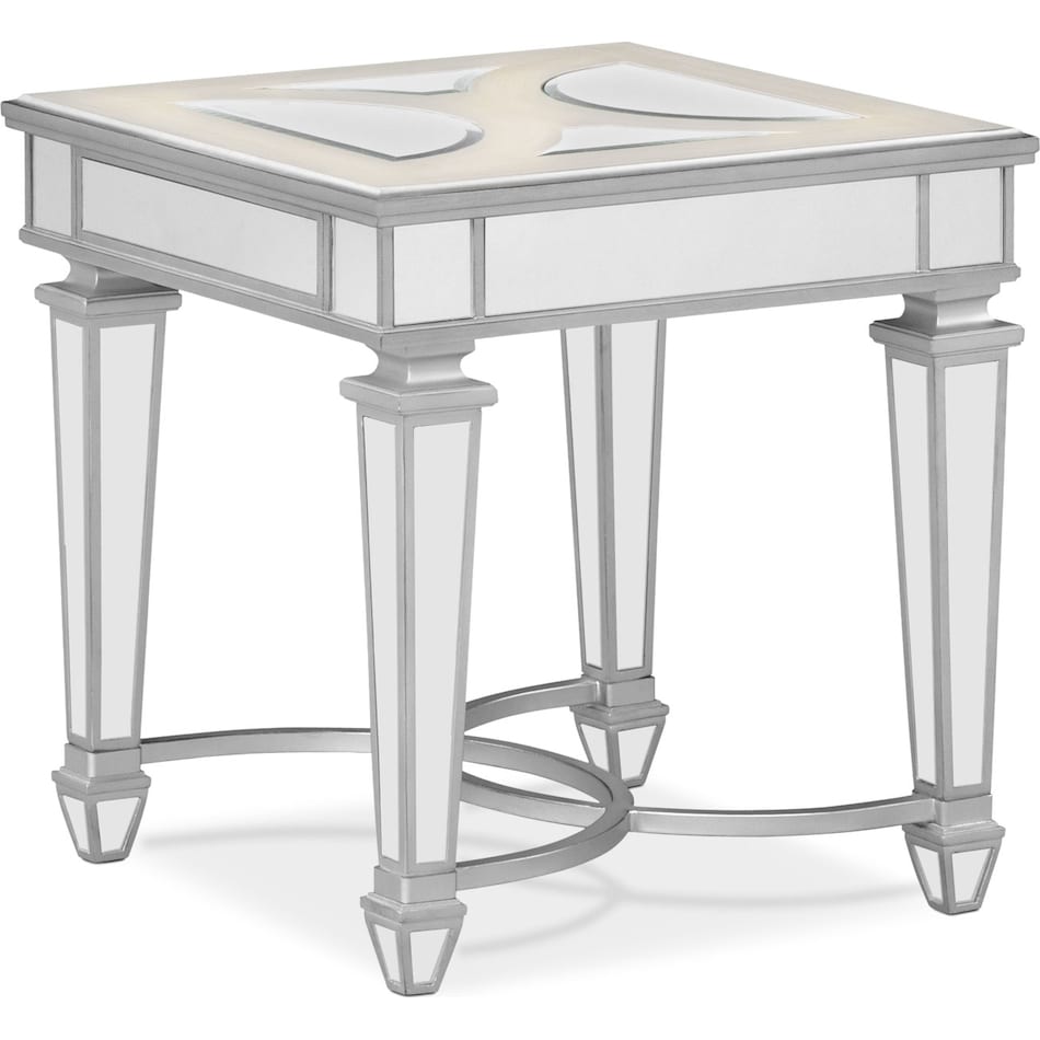 royale mirrored end table   
