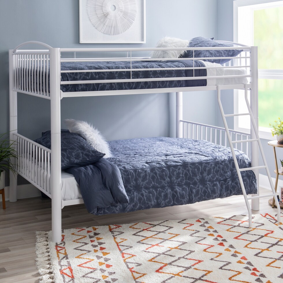 rufio white twin over full bunk bed   
