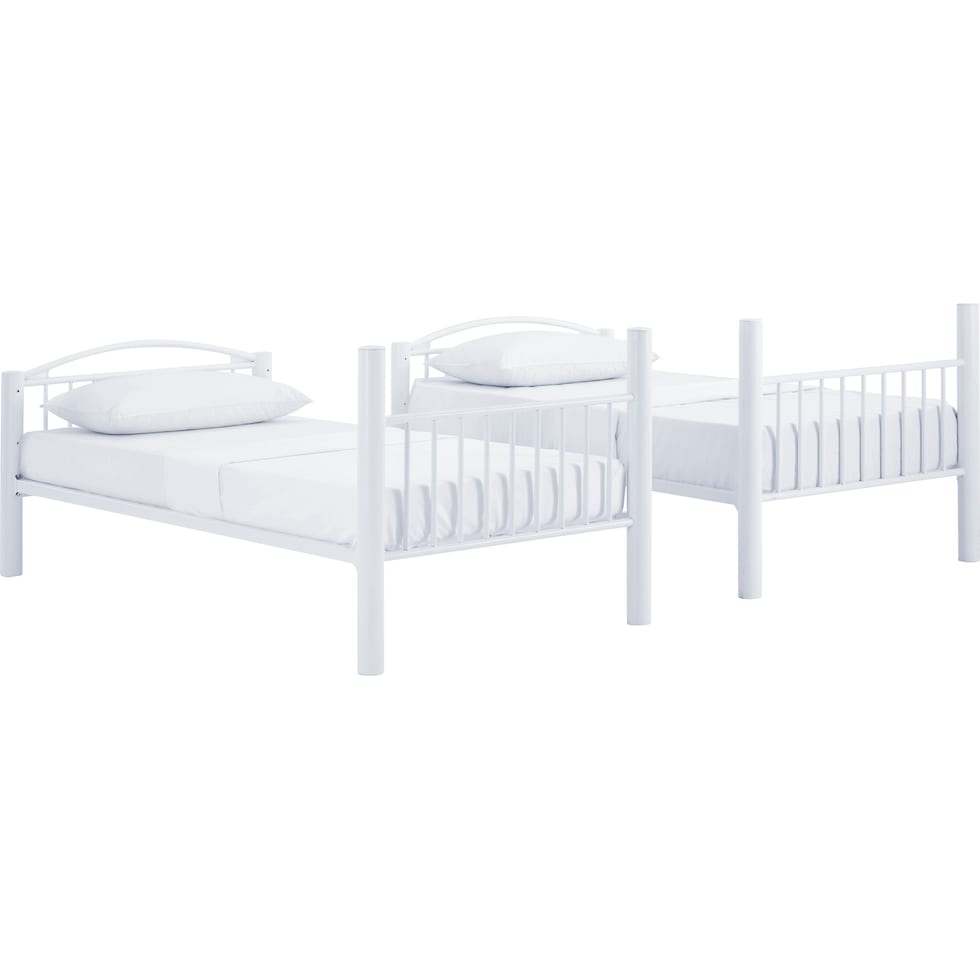 rufio white twin over twin bunk bed   