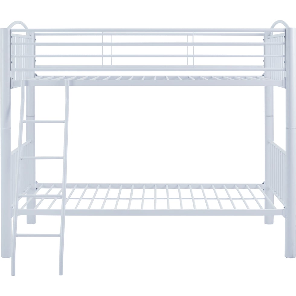 rufio white twin over twin bunk bed   