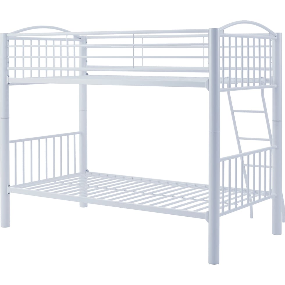 rufio white twin over twin bunk bed   