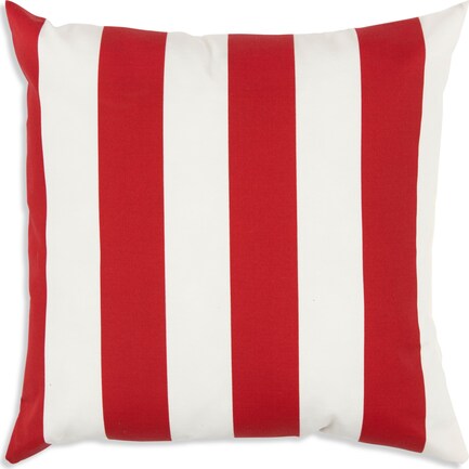 Rugby Stripe Indoor/Outdoor Pillow - Red/White