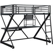 ryker black twin loft bed with desk   