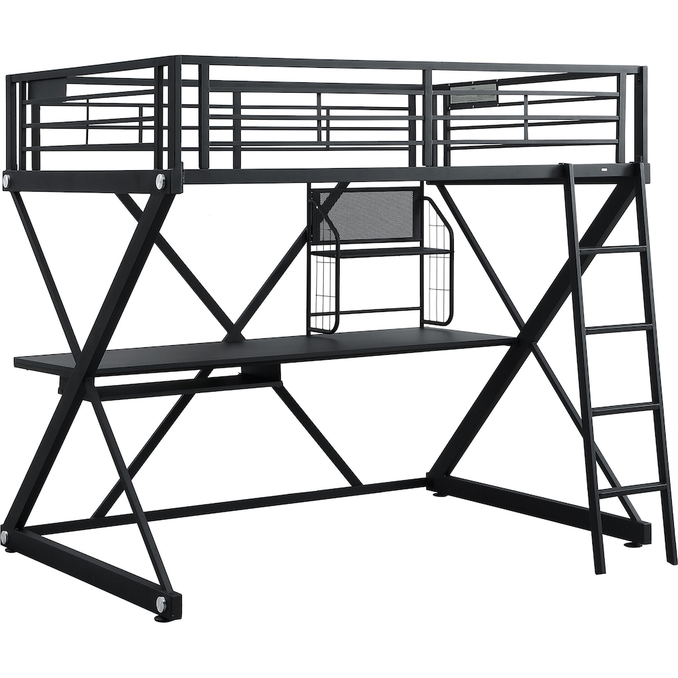 ryker black twin loft bed with desk   