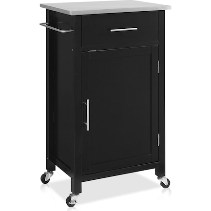 Rylan Small Storage Cart - Black/Stainless Steel Top