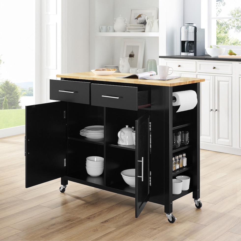 rylan black kitchen cart   