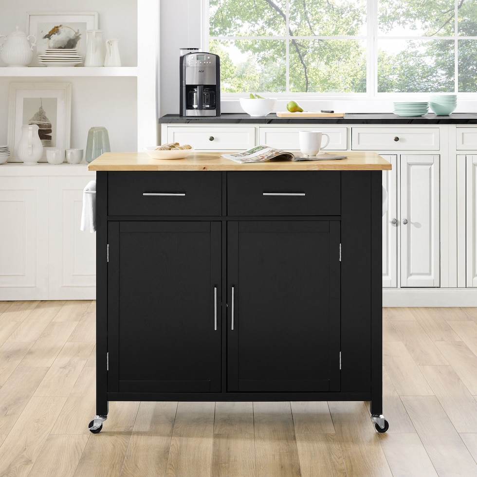 rylan black kitchen cart   