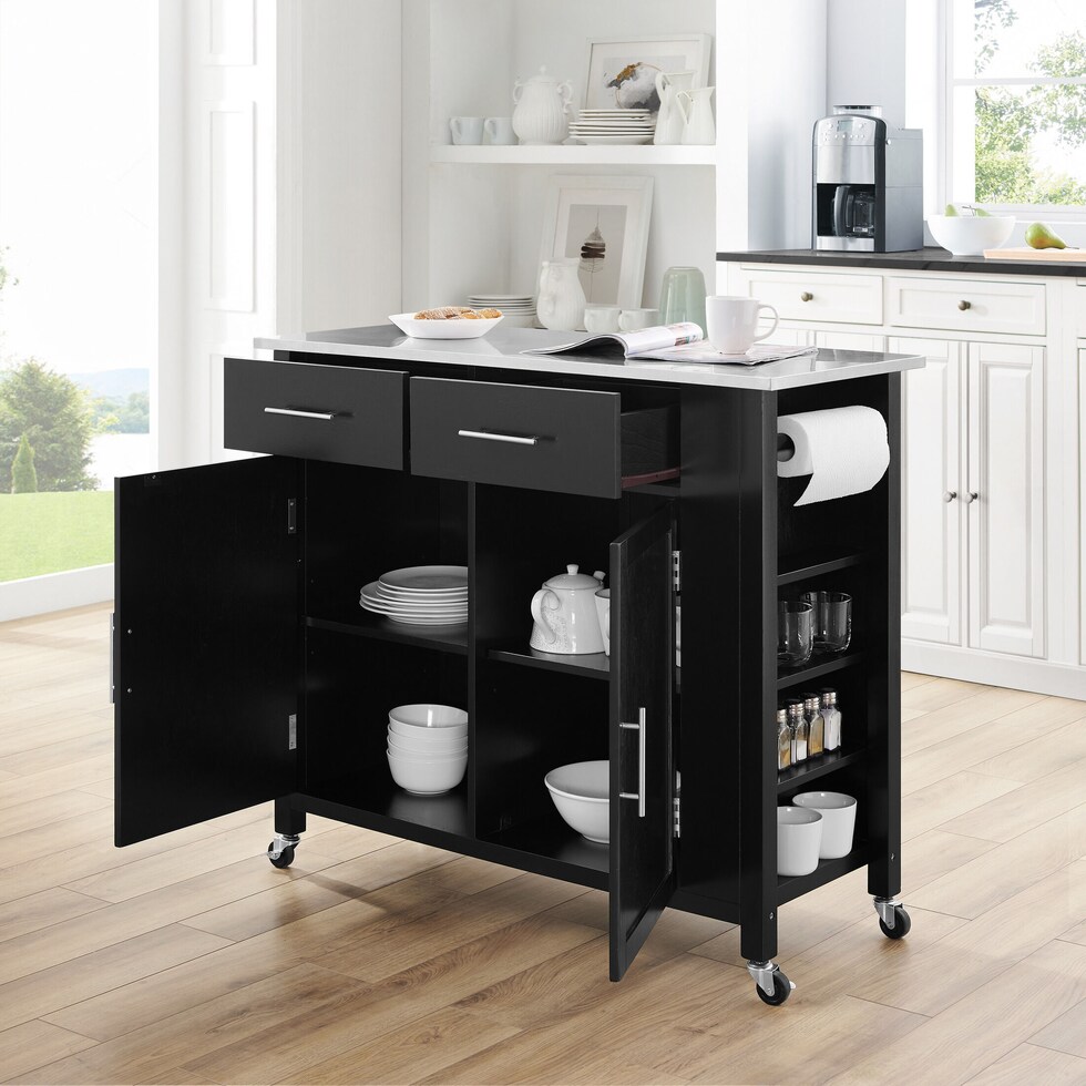 rylan black kitchen cart   