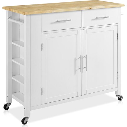 Rylan Storage Cart - White/Wood Top