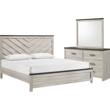 Ryland 5-Piece Panel Bedroom Set with Dresser and Mirror