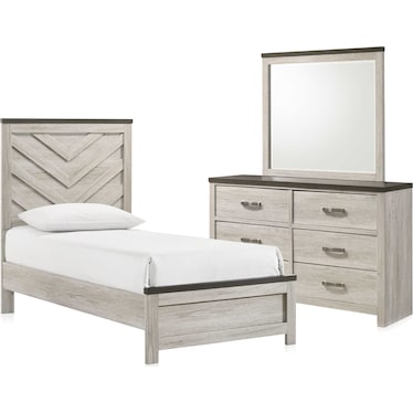 Ryland 5-Piece Youth Panel Bedroom Set with Dresser and Mirror