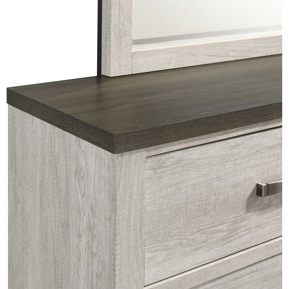 ryland bedroom two tone dresser and mirror   