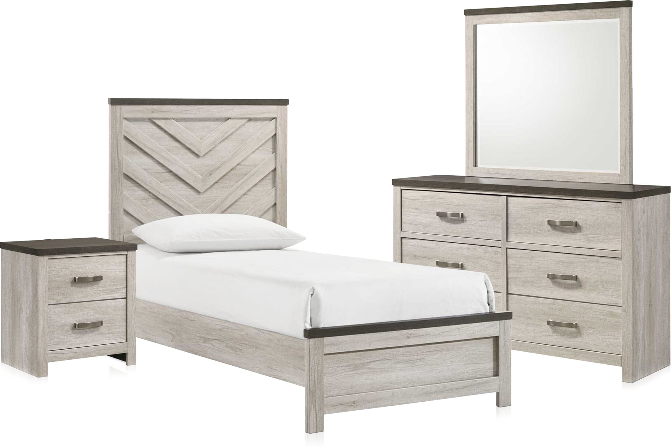 ★rryn★ Ryland 6-Piece Youth Panel Bedroom Set with Dresser, Mirror