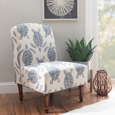 Sabine Accent Chair - Blue and White