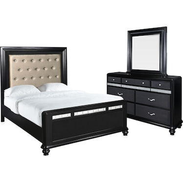Sabrina 5-Piece Queen Bedroom Set with Dresser and Mirror - Black