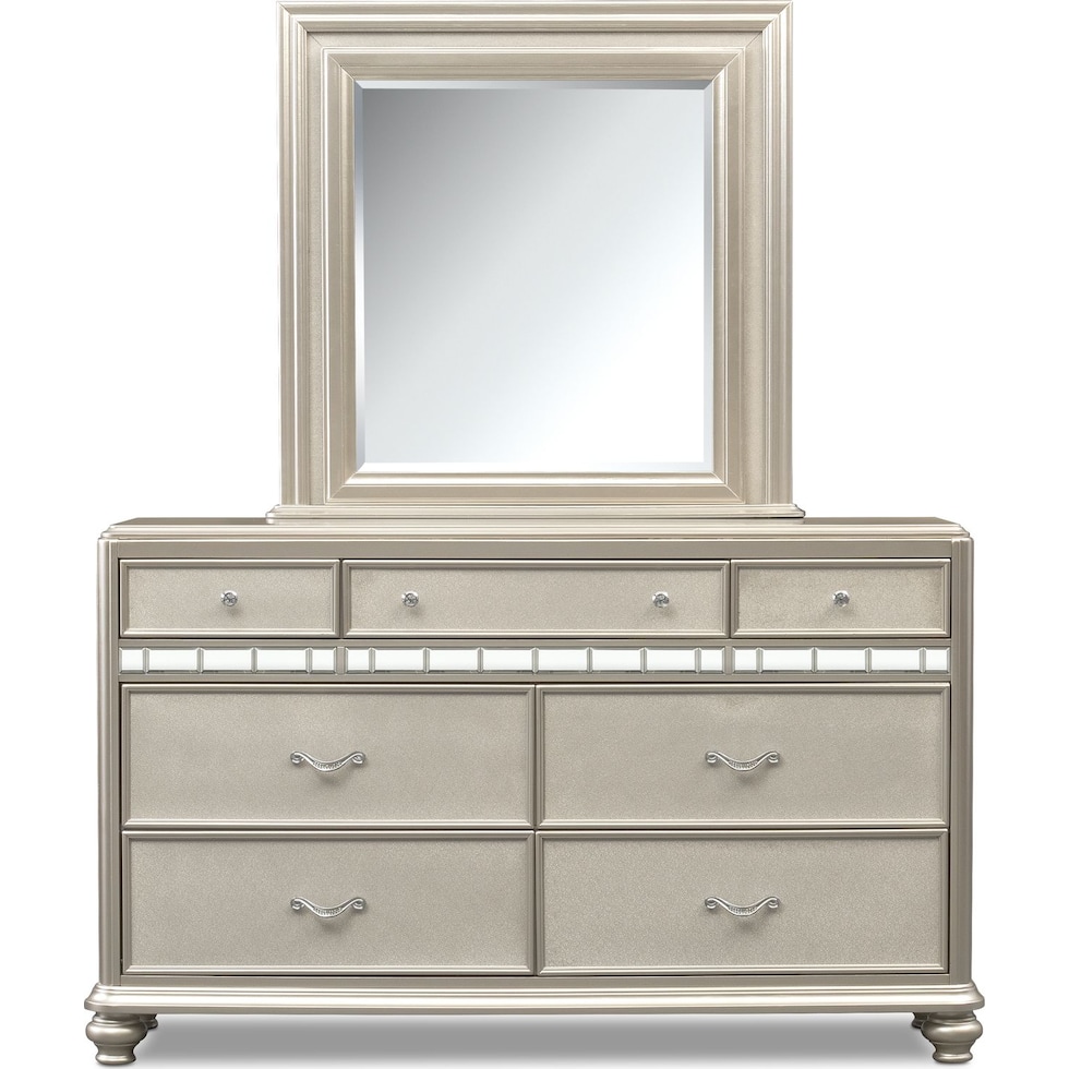 sabrina platinum dresser & mirror   