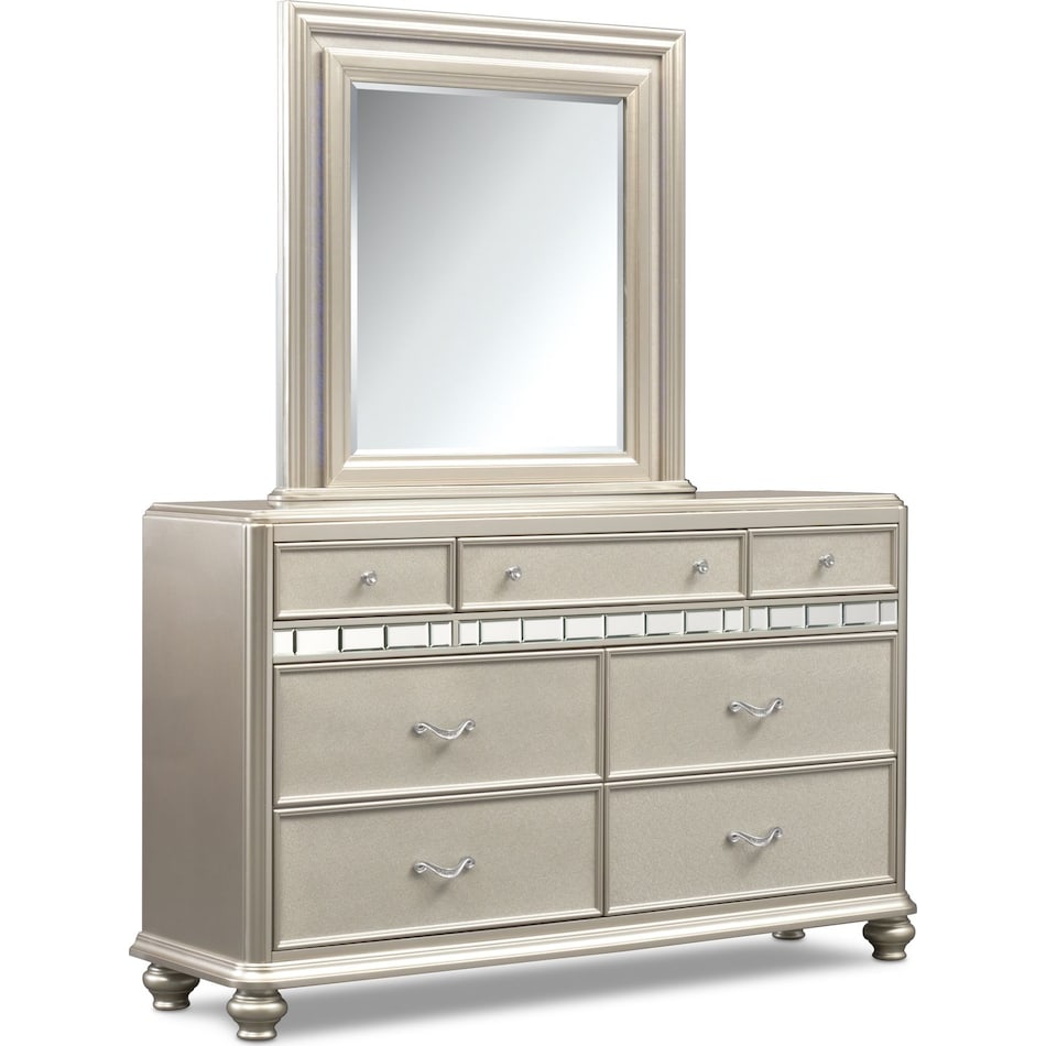 sabrina platinum dresser & mirror   