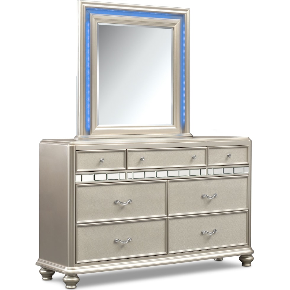 sabrina platinum dresser & mirror   