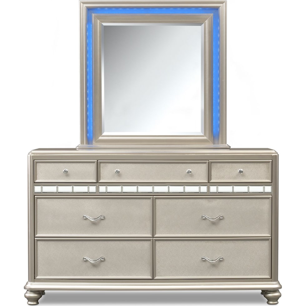sabrina platinum dresser & mirror   