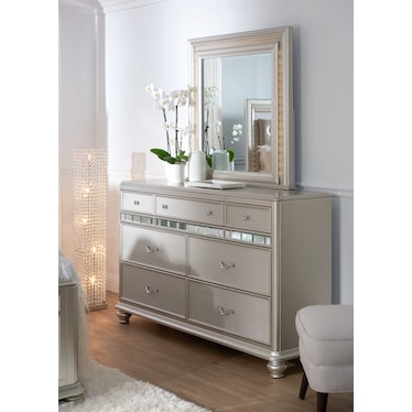 Sabrina Dresser and Mirror - Platinum