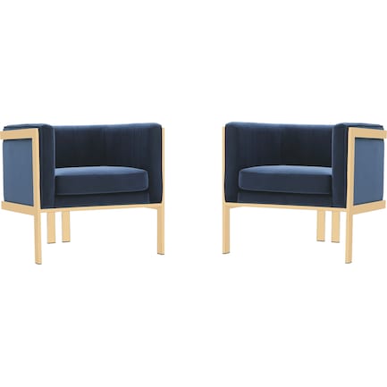 Salma Set of 2 Accent Chairs - Royal Blue