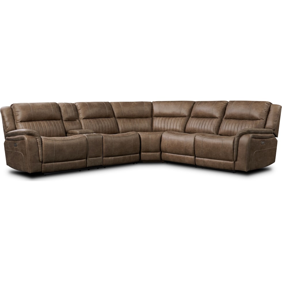samson light brown  pc power reclining sectional   
