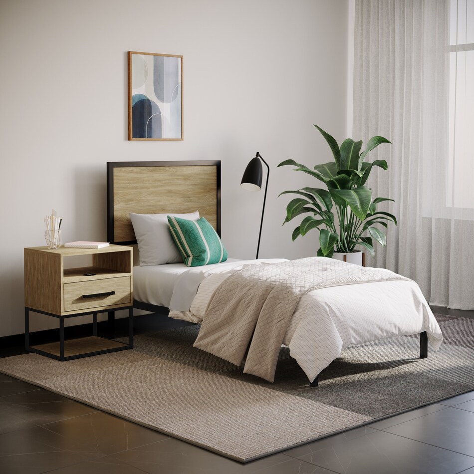 san francisco light brown twin bed   