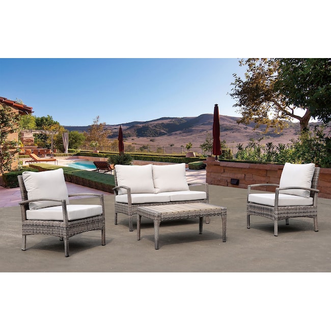 Outdoor Furniture - Sand Point Outdoor Loveseat, 2 Chairs and Coffee Table Set